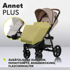 LIONELO Annet Buggy bis 22 kg mit Liegefunktion, Kinderwagen klein zusammenklappbar mit Zubehör, Eva-Schaum-Räder, Moskitonetz, Fußdecke Getränkehalter, Korb