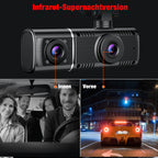 Volam 3 Kanal Dashcam Auto Vorne Hinten und Innen mit Akku, 1080P Dash Cam mit Auto Kamera Parküberwachung, Infrarot Nachtsicht WDR, G Sensor, 170° Weitwinkel Dash Camera mit Rückfahrkamera