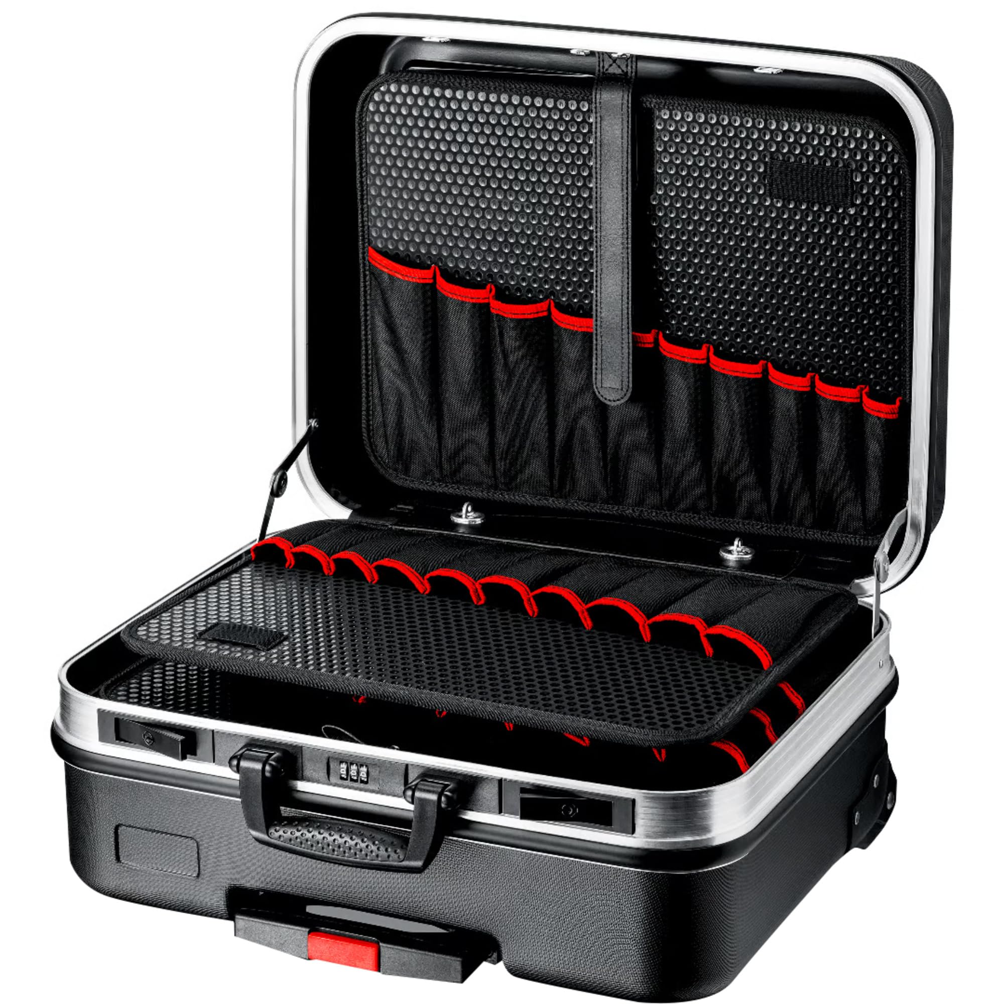 KNIPEX Werkzeugkoffer BIG Basic Move, leer, mit Rollen, Teleskopgriff, 54 Steckmöglichkeiten, 33 l Volumen, Werkzeugtrolley, 00 21 06 LE