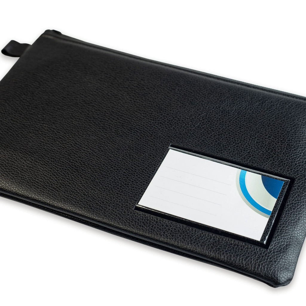 10-er Pack effektivo Banktasche mit Reißverschluss und Fenster zur Beschriftung, Kunstleder schwarz passend für Dokumente bis A5