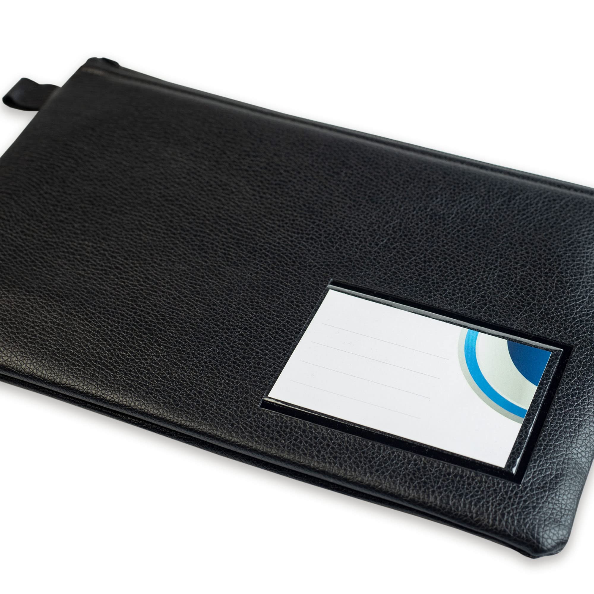 10-er Pack effektivo Banktasche mit Reißverschluss und Fenster zur Beschriftung, Kunstleder schwarz passend für Dokumente bis A5