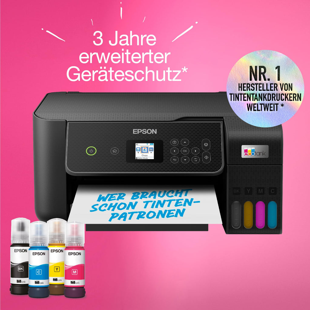 Epson EcoTank ET-2870 A4-Multifunktions-Wi-Fi-Tintentankdrucker, mit einem im Lieferumfang enthaltenen Vorrat an Tinten bis zu 3 Jahren