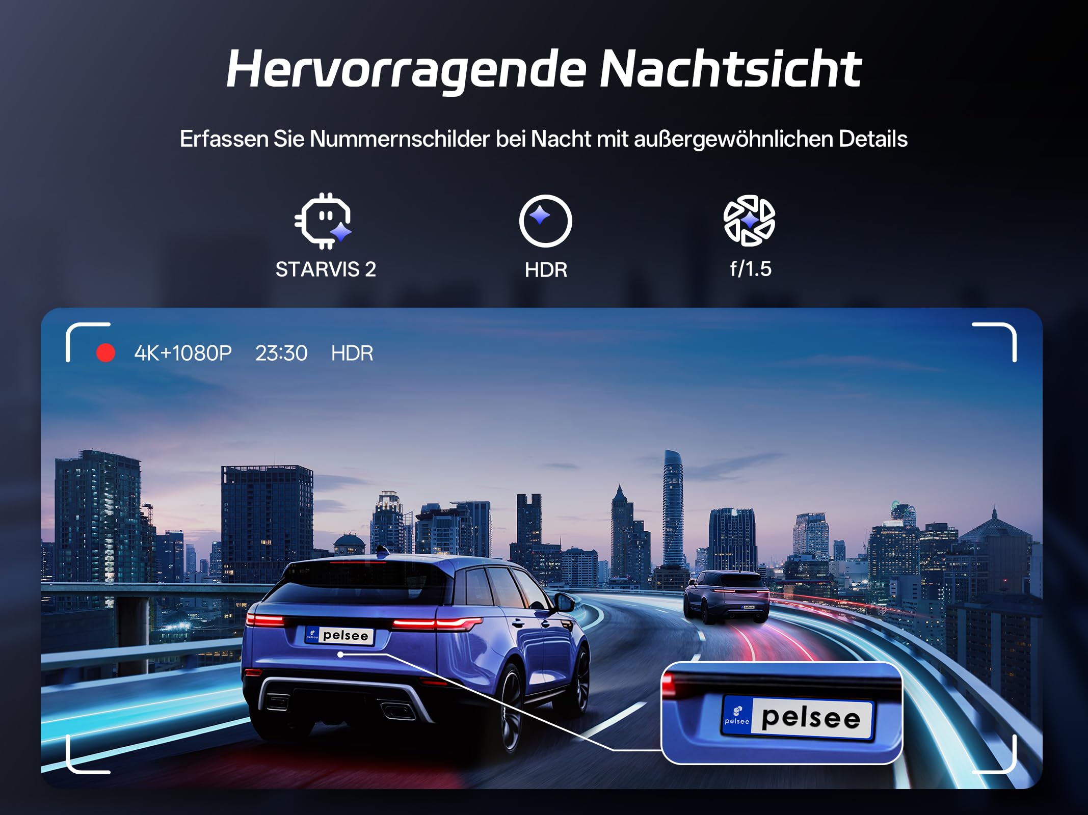 Pelsee S12 Pro 12" Spiegel Dashcam Mit STARVIS 2 Sensor, 4K Dashcam Auto Vorne Hinten Mit 5,8 GHz WiFi, Touchscreen Rückspiegel Rückfahrkamera Mit ADAS & BSD, GPS, Farb-Nachtsicht, 64GB Karte
