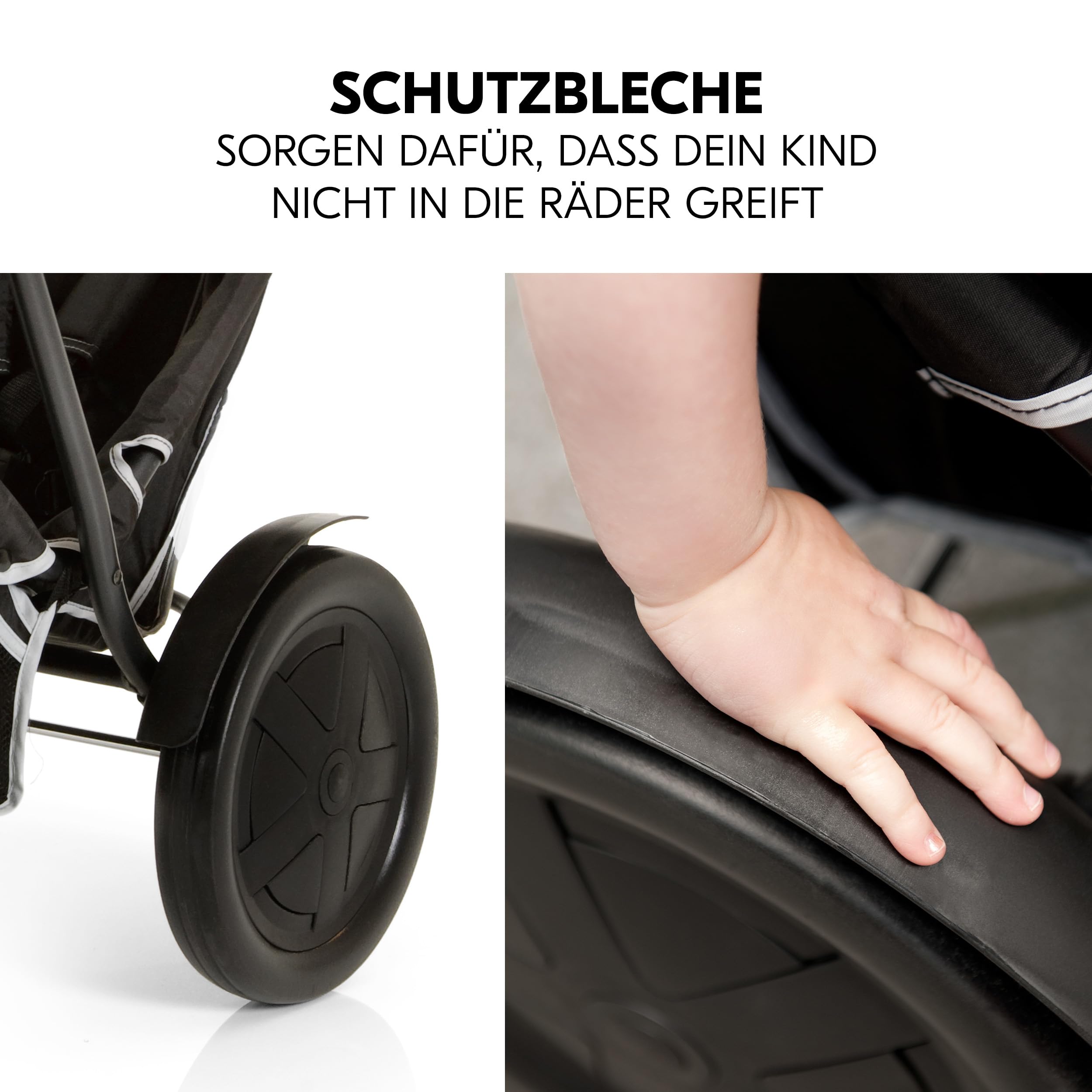 hauck Freerider, Schwarz - 3 Rad Geschwisterbuggy mit Regenschutz für 2 Kinder - Oberer Sitz mit Liegefunktion ab Geburt - Unterer Sitz ab 6 Monaten - Max. 15 Pro Sitz - Höhenverstellbar