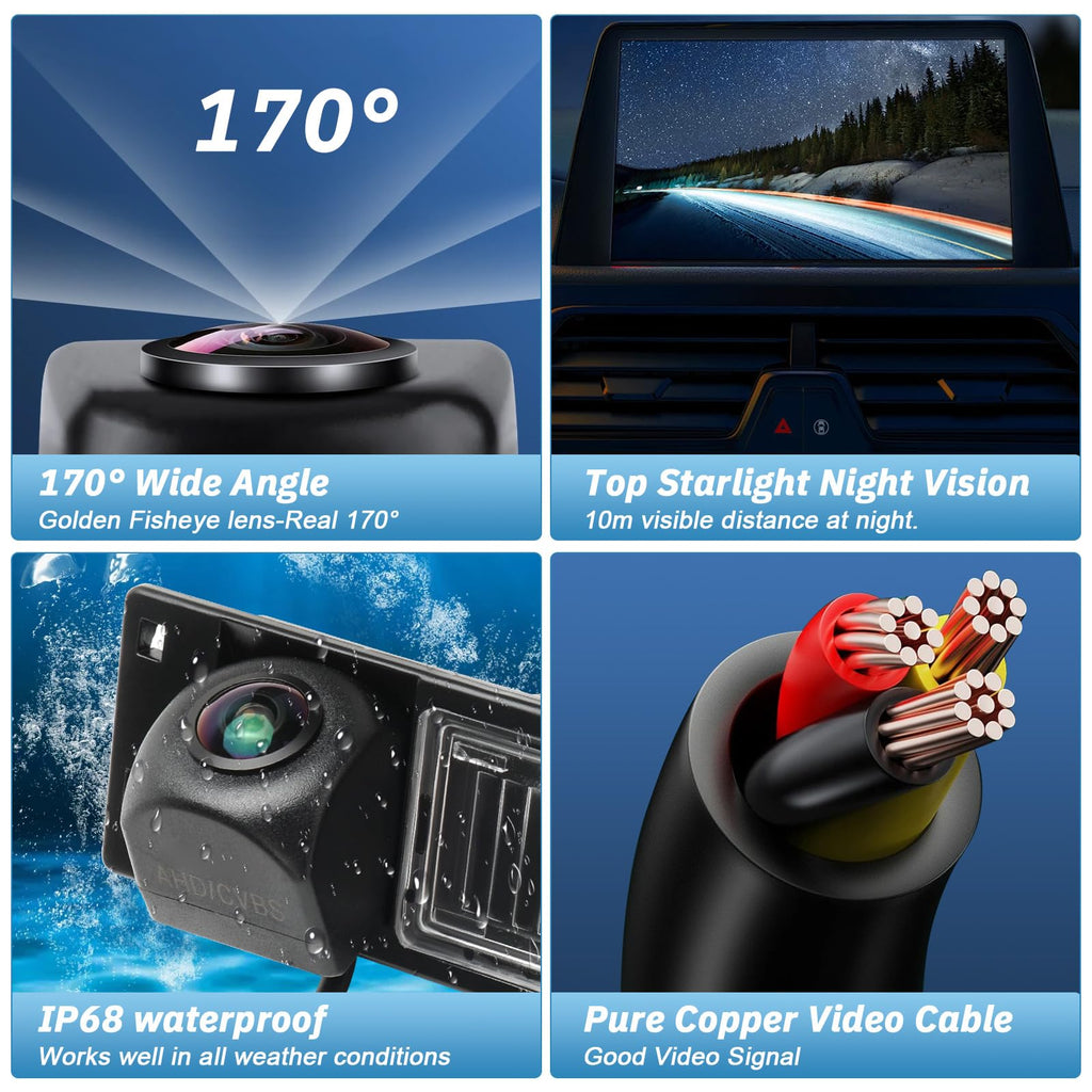 HD 720P Auto Rückfahrkamera Ersatz für Opel Astra H Zafira B Corsa D Vectra C Insignia, 170 Grad Weitwinkel Auto Nachtsicht Rückfahrkamera Parkkamera Wasserdicht