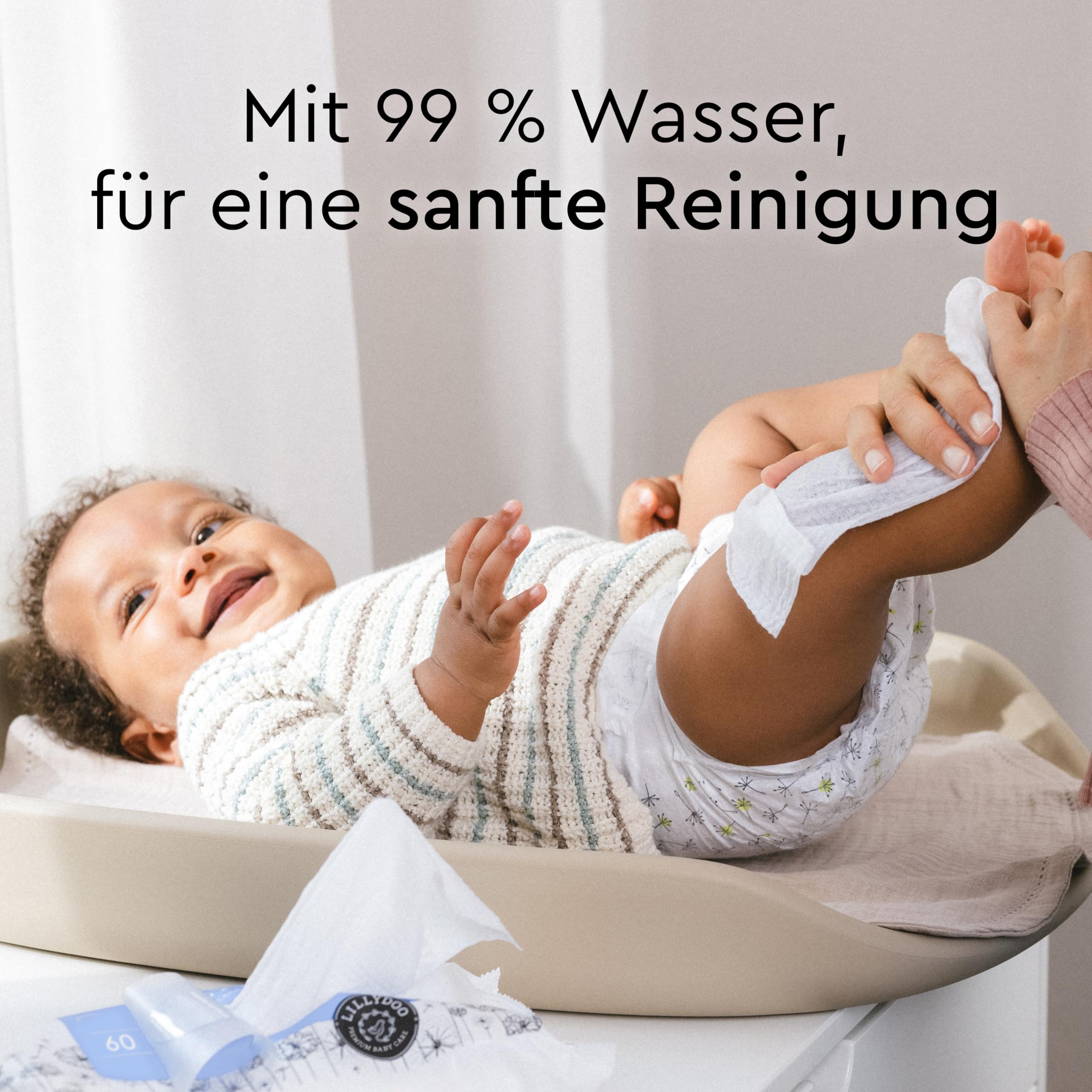 LILLYDOO Baby Feuchttücher mit 99% Wasser, 600 Stück (10 x 60), 100% plastikfreies Tuch, ohne Parfüme & mild wie Watte und Wasser