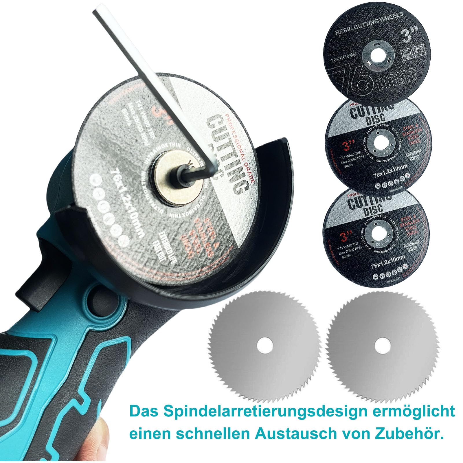 Mini Winkelschleifer,16.8V Akku Mini Flex 28000 rpm/76mm,Professional Mini Akku Winkelschleifer Set Geeignet zum Schneiden und Polieren