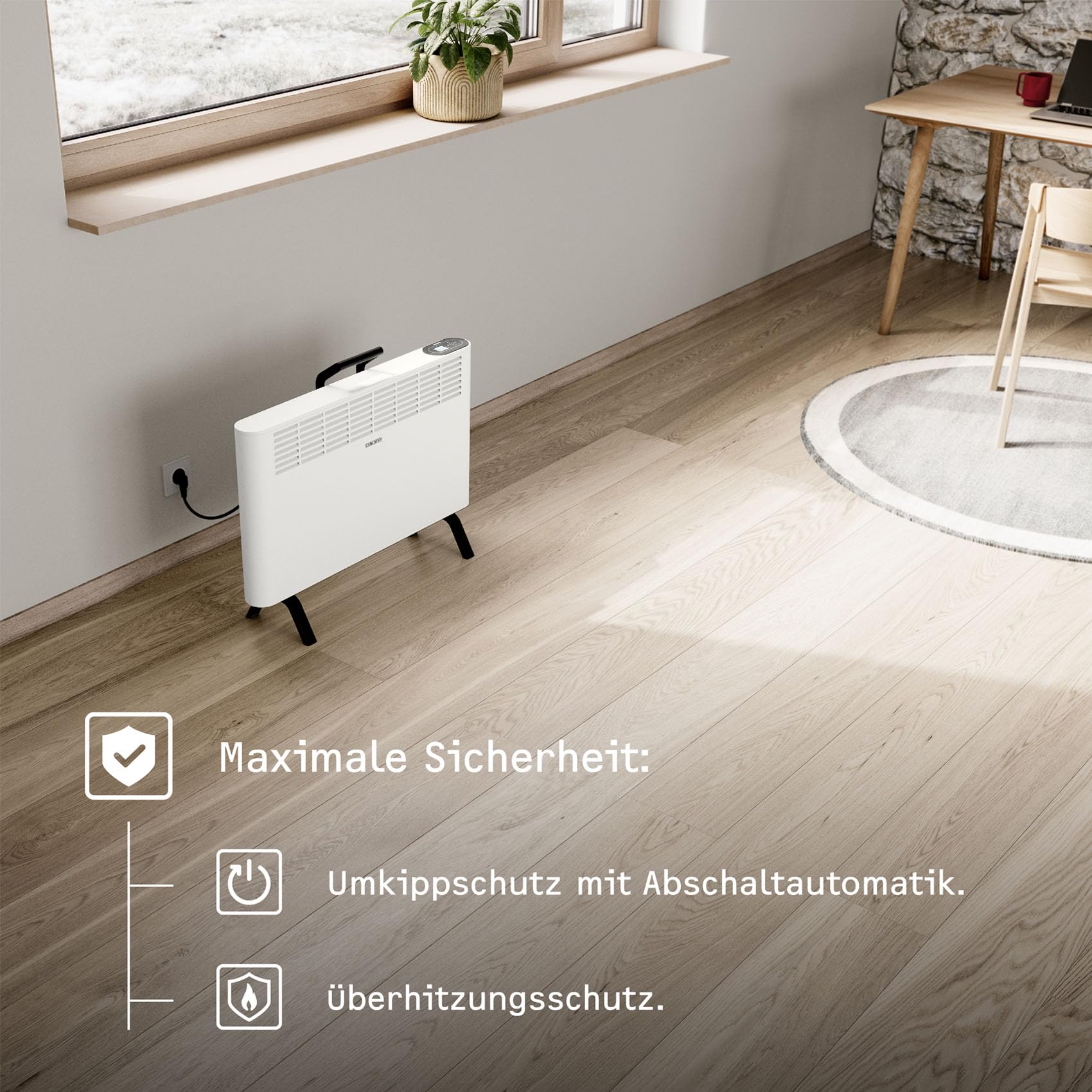 STIEBEL ELTRON neue Elektroheizung engergiesparend, Standgerät CNS 2000 Plus LCD move, 2 kW für ca. 25 m², TÜV geprüft, LC-Display, Wochentimer, Weiß, 207060