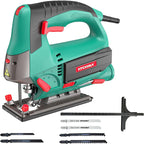 HYCHIKA Stichsäge, 800W Max Holz Schnitttiefe 110mm, 800-3000SPM Elektrische Stichsäge mit Laser, 6 Blätter, Fasenschneiden: -45 °bis 45°