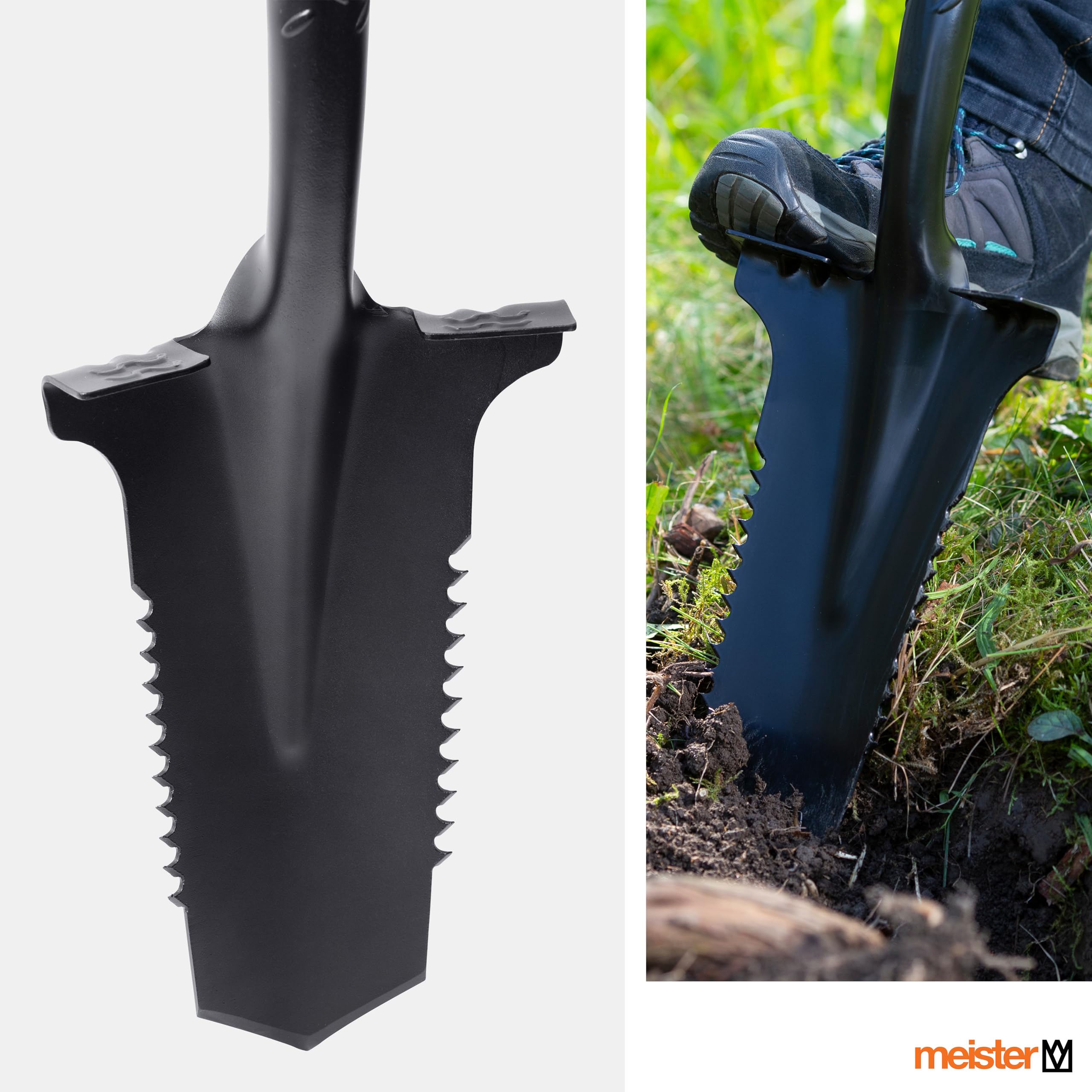 Meister Spaten mit Wurzelsäge - Für Wurzeln bis 3 cm - 195 mm Arbeitsbreite - Ergonomischer D-Griff - Für Garten, BAU & Landschaftspflege/Wurzelspaten/Spaten Garten/Wurzelentferner / 9872240