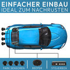 VSG24 Premium Einparkhilfe hinten zum nachrüsten am Auto, PDC Parksensoren hinten mit Stecksystem für einfachste Montage Rückfahrwarner mit Lautsprecher & 4 Sensoren Parkhilfe Nachrüstsatz Schwarz