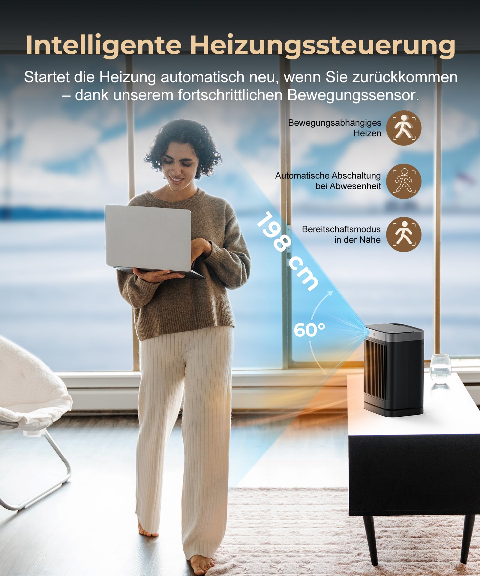 PNTCK Heizlüfter Energiesparend mit Fernbedienung, 2000W Heizung Elektrisch Klein, PTC Keramik Heizlüfter Leise mit 12h Timer, 3 Modus, Überhitzungs-Kippschutz, Elektroheizung für Räume Schlafzimmer