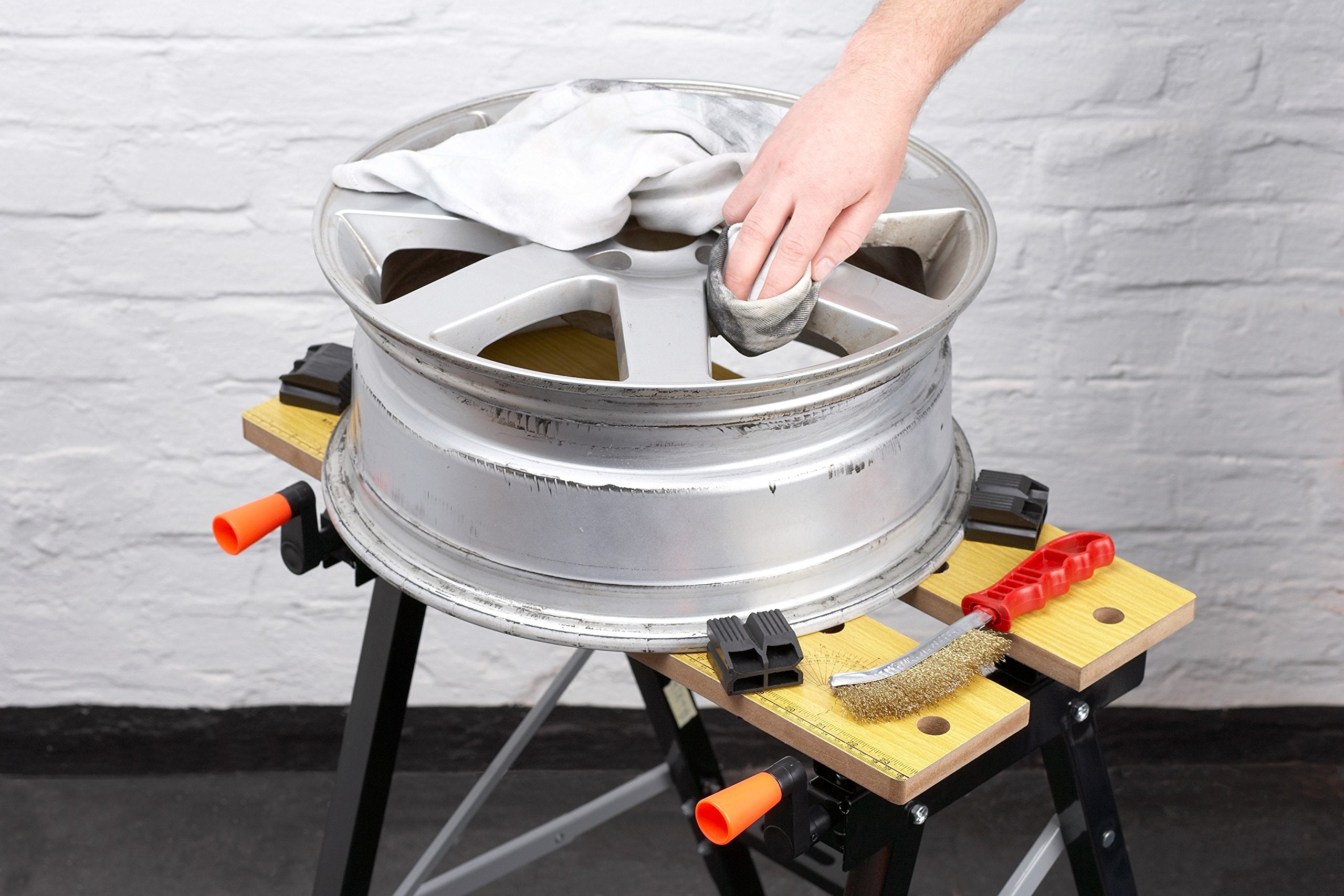Meister Werk-und Spanntisch-150 kg Tragkraft-Große Arbeitsfläche-Aufgedruckte Skala & Winkelangaben-Klappbar-Vielseitig verstellbar/Werkbank mit Spannbacken/Arbeitstisch/9079100, Gemalt