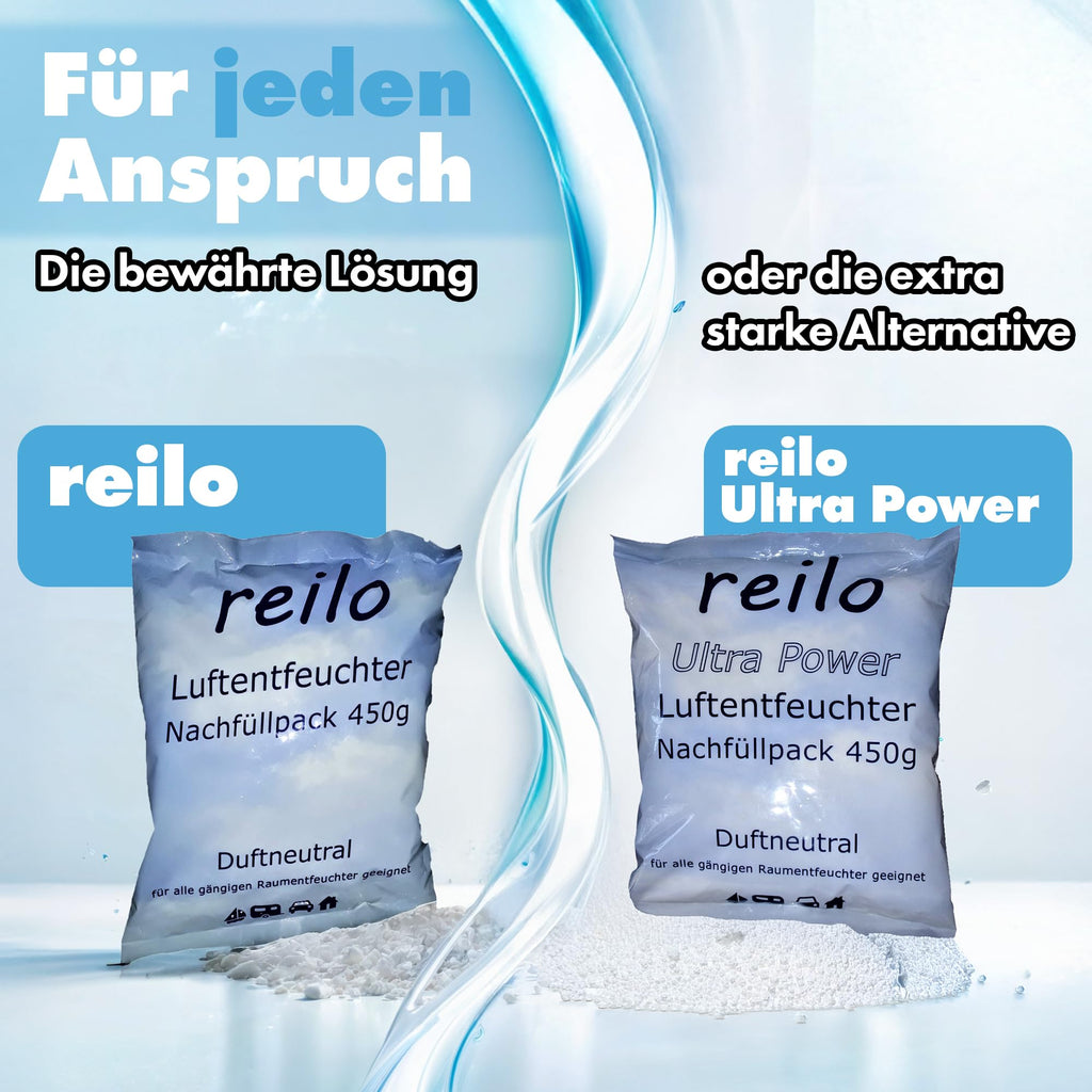 reilo 60x 450g Luftentfeuchter Granulat (Calciumchlorid), Raumluftentfeuchter im Vliesbeutel, Nachfüllpacks für Entfeuchterboxen 400 bis 1200 g, Lufttrockner für Wohnräume, Schlafzimmer, Keller