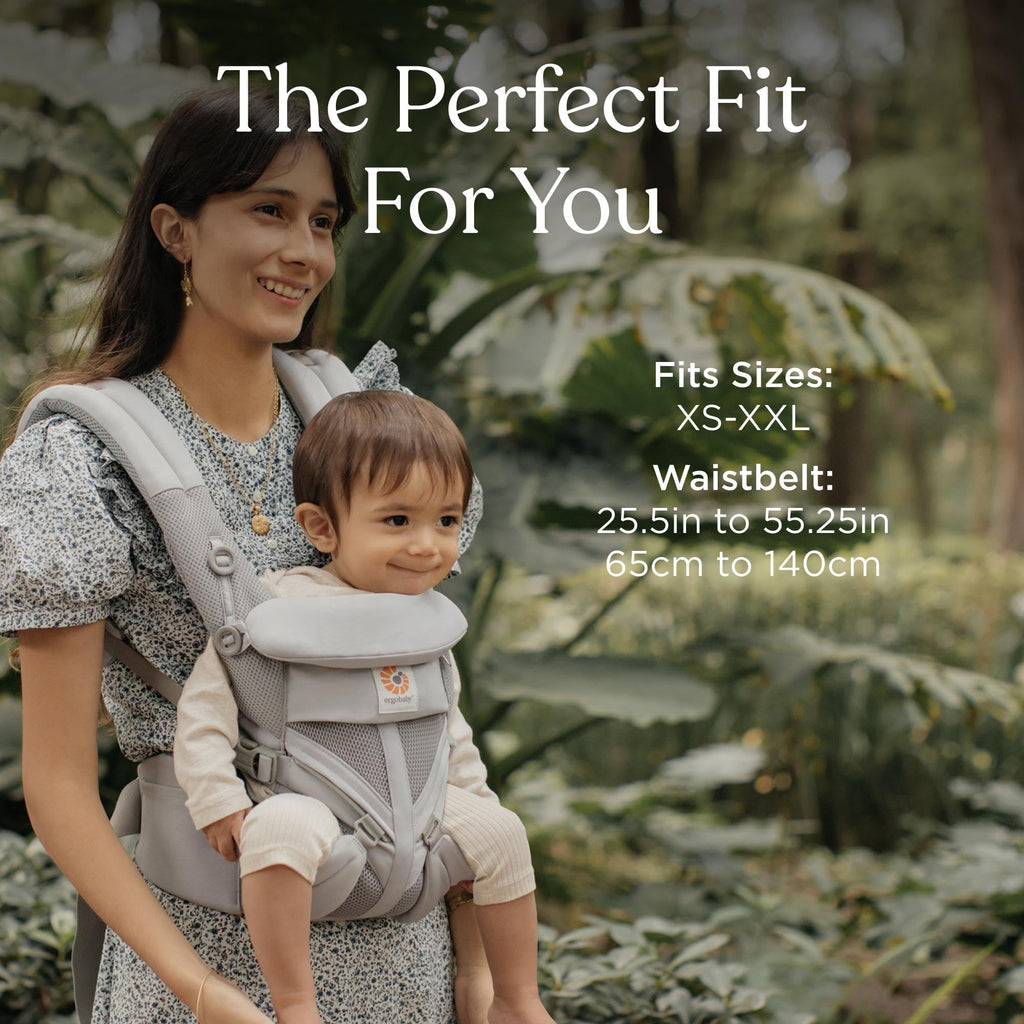 Ergobaby Babytrage für Neugeborene bis zum Kleinkind, 4-Positionen Omni 360 Cool Air Mesh Pearl Grey, Ergonomische Baby-Tragetasche Bauchtrage Rückentrage