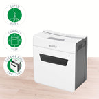 Leitz IQ 3M Premium Aktenvernichter P5, Mikroschnitt, 4-3 Blatt (70-80g/m²), Super leise, kompakt & sauber, TÜV+GS zertifiziert, 10L Behälter, für Büro & Home Office, Protect Serie, Weiß, 80930000
