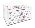 Leomark Kinderbank Hölzerne - Unicorn - Kindertruhenbank, Behälter für Spielzeug, Truhe für Kinderzimmer, Höhe: 46 cm