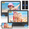 DESOBRY DVD Player Auto 2 bildschirme 12" mit 1080P HDMI Eingang, Auto Fernseher Spielt Matisch Den Gleichen Oder Zwei Verschiedene Filme AB, 5 Stunden Wiederaufladbare Batterie, Unterstützung USB
