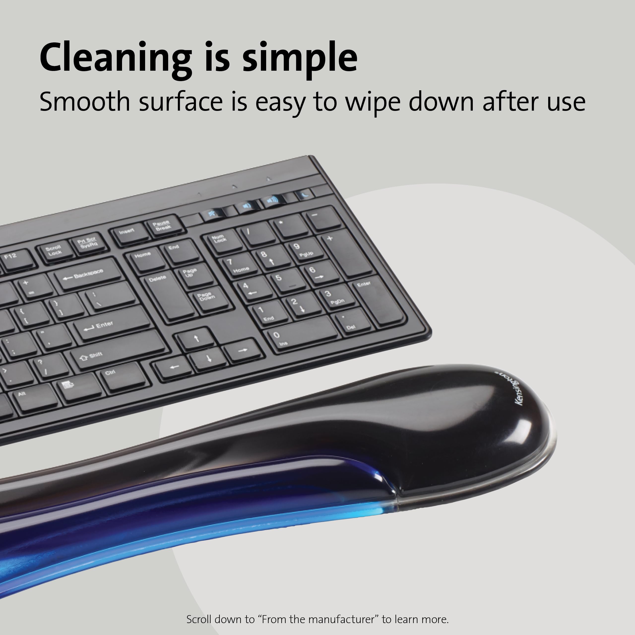 Kensington ergonomische Duo Gel Tastatur Handgelenkauflage, 94 x 483 mm, Rutschfeste und bequeme Handgelenkshalterung, Kompatibel mit Standard-Tastaturen, Blau/Schwarz, 62397