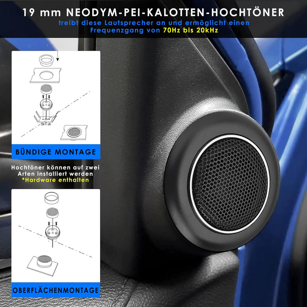 Pyle Auto Lautsprecher Set 15,2 cm x 20,3 cm, 3-Wege Lautsprecher Boxen, 360W, 91 dB, Einbaulautsprecher mit ASV-Spule, Autolautsprecher mit Piezo Hochtöner ¾" , Komplettset mit Installationszubehör