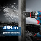 Akkuschrauber, 21V Akku Schlagbohrschrauber mit 2 Akkus 2.0Ah, 45Nm Akku Bohrmaschine, 2 Gang, 25+3 Drehmomentstufen, 10mm Metall Bohrfutter, Akkubohrer mit 27tlg Zubehör Drill Bit & Koffer