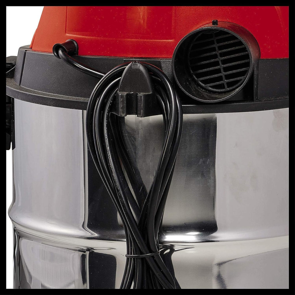 Einhell Wet Dry Vacuum Cleaner TC-VC 1930 SA 1,500 W, 30 L, Blower Connection, Cable Holder, Accessory Holder, Includes Combination Nozzle Carpeted/Smooth Floors, Crevice Nozzle, Plastic Hose 2.5 m