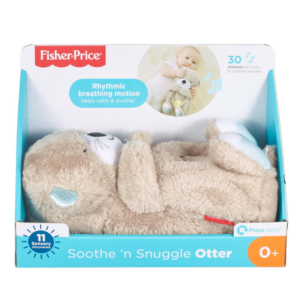 Fisher-Price Schlummer Otter Kuscheltier mit Atembewegung und Musik, Baby Erstausstattung, Neugeborene, Baby Spielzeug ab Geburt, Babyparty und Neugeborenen Geschenk, FXC66