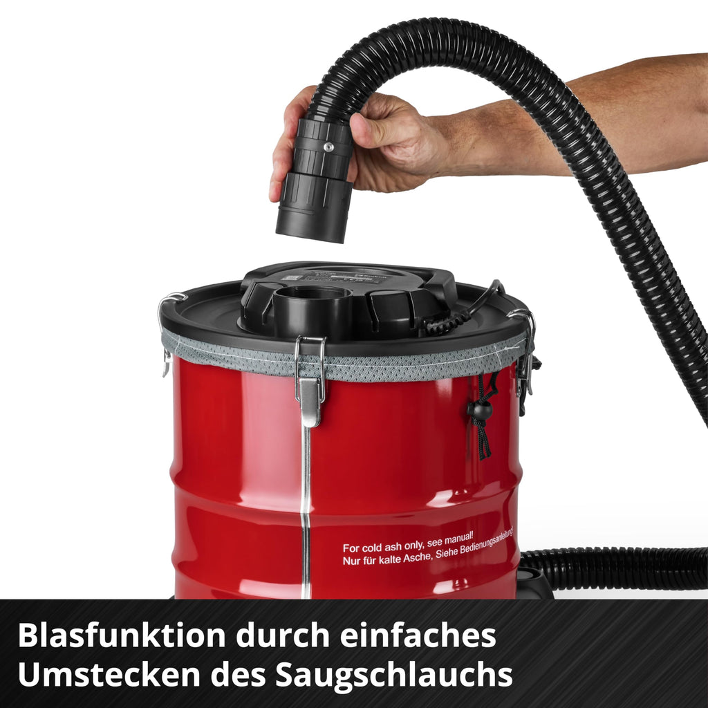 Einhell Aschesauger TC-AV 2032 DW (850 W, 175 mbar Saugleistung, 20 L Auffangbehälter, Faltenfilter, Feinstaubvorfilter, Blasfunktion, 1,2 m Schlauch, 2 m Kabel)