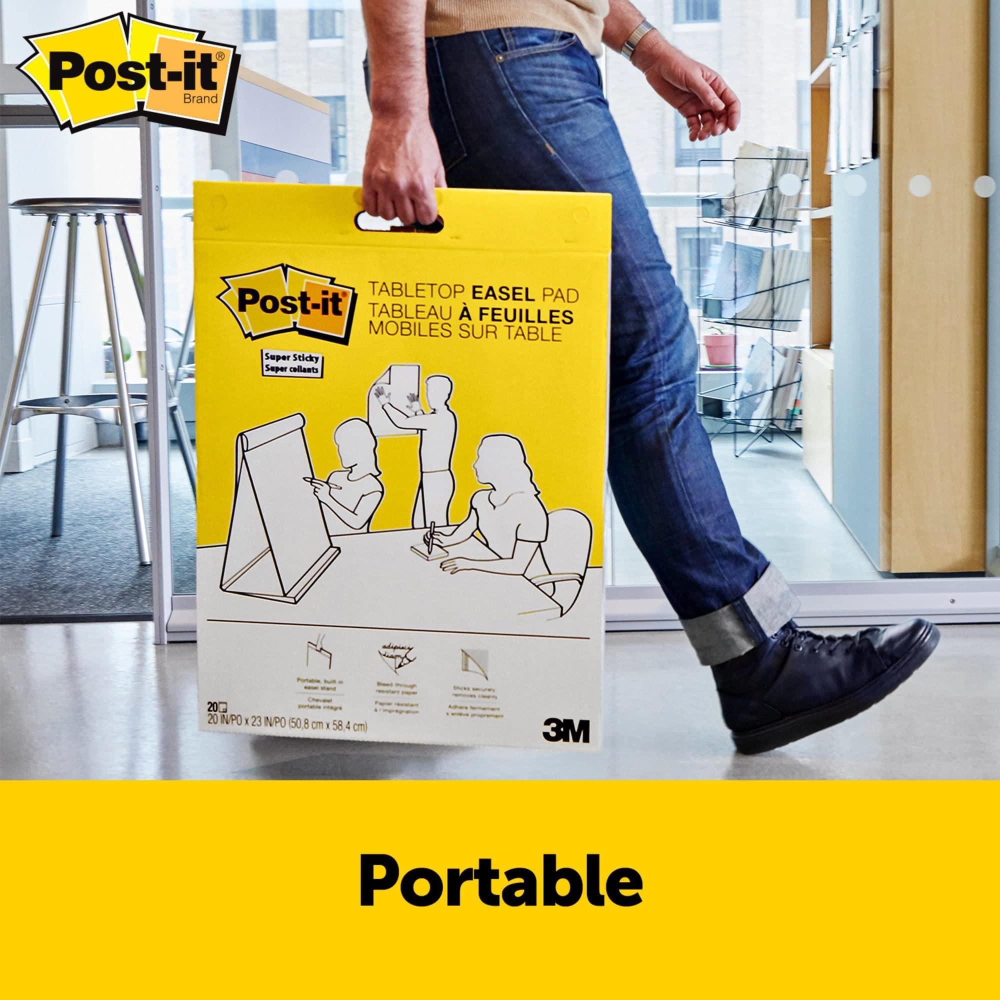 Post-it Super Sticky Meeting Charts, Packung mit 1 Block, mit 20 Blättern, 584 mm x 508 mm, Farbe: Weiß - Selbstklebendes Flipchartpapier für Brainstormings überall