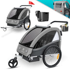 KESSER® Kinderfahrradanhänger Sport-RX 2in1 Jogger & Buggy 5-Punkt-Gurt Sicherheitsgurt 360° Vorderrad Kinderfahrradanhänger Reflektoren für 1-2 Kinder (max. 40 kg) Getränkehalter & Smartphonefach