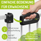 BOMI TÜV GS Siegel Türschutzgitter Gitter XXL Merle | Schließt automatisch | Hundeschutzgitter und Treppenschutzgitter Hund | Stiegenschutzgitter für Geländer und Treppe | Breite: 243-251 cm