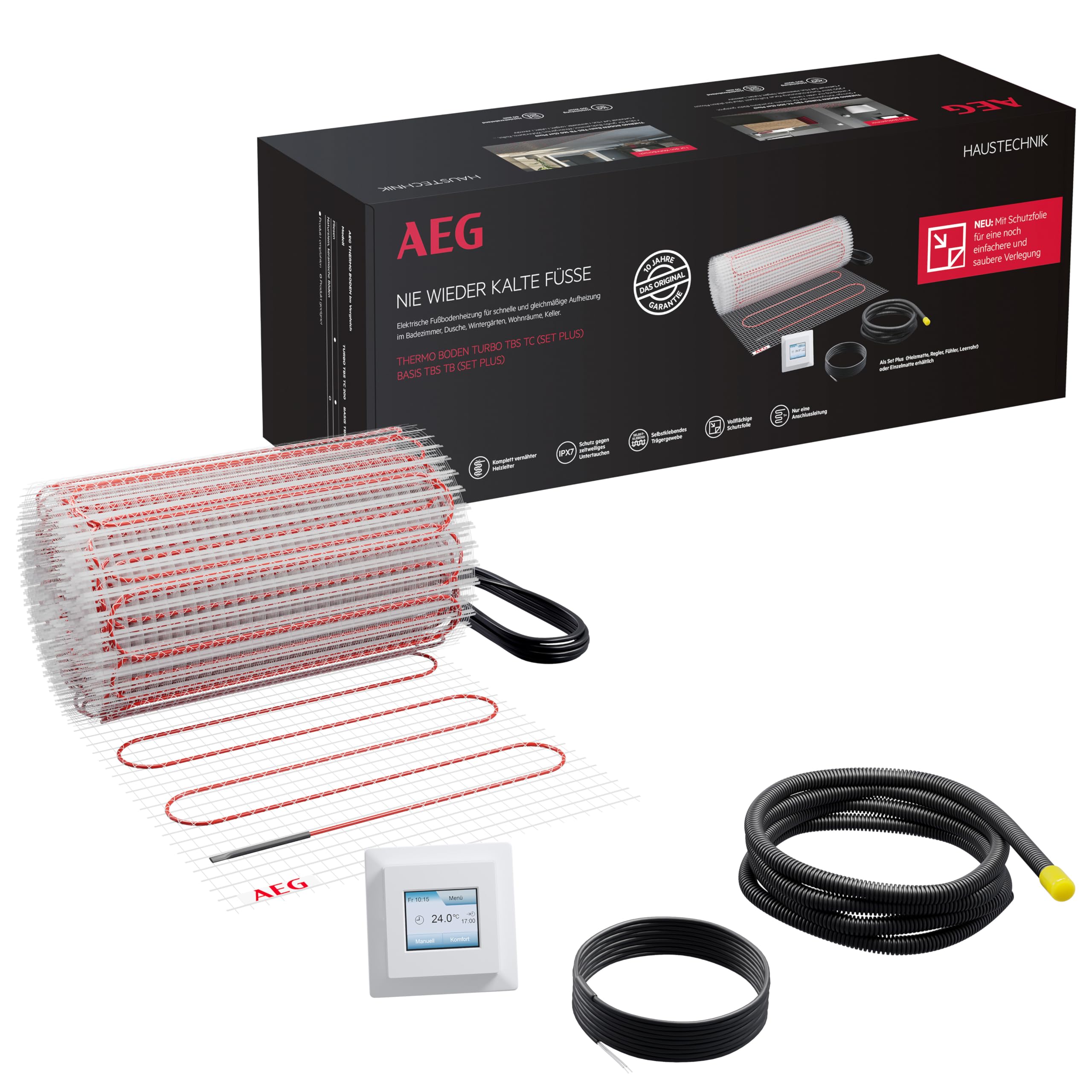 AEG elektrische Fußbodenheizung, Komplettset 3 m², 200 W/m², Turbo Thermo Boden TBS TC 200/3 Set Plus, 205820