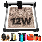 ATOMSTACK 12 W Laser graviermaschine, Gravurfläche 300 × 300 mm, Swift 12 W Serie Laserschneider, 0,01 mm hochpräzise Laser Cutter für Holz und Metall, dunkles Acryl, Leder (Schwarz, Swift-12W)