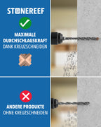 SDS Plus Betonbohrer – 7-teilig inkl. Kassette – Ø 5, 6, 6, 8, 8, 10, 12 mm x 156 mm – Profi Bohrset für Beton, Stein & Mauerwerk