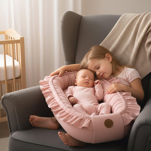 Babynest babynestchen neugeborene mit tragegriff 90 x 50 cm baby nestchen tragbar nest für bett kinder kuschelnest coccon für Jungen und Mädchen Schmutziges Rosa