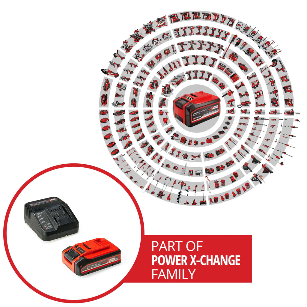 Original Einhell 4 Ah PLUS Power X-Change Starter Kit (1x 18 V 4 Ah PLUS Akku, 1x 3 A Ladegerät, 75 min Ladezeit, passend für alle Power X-Change Geräte)