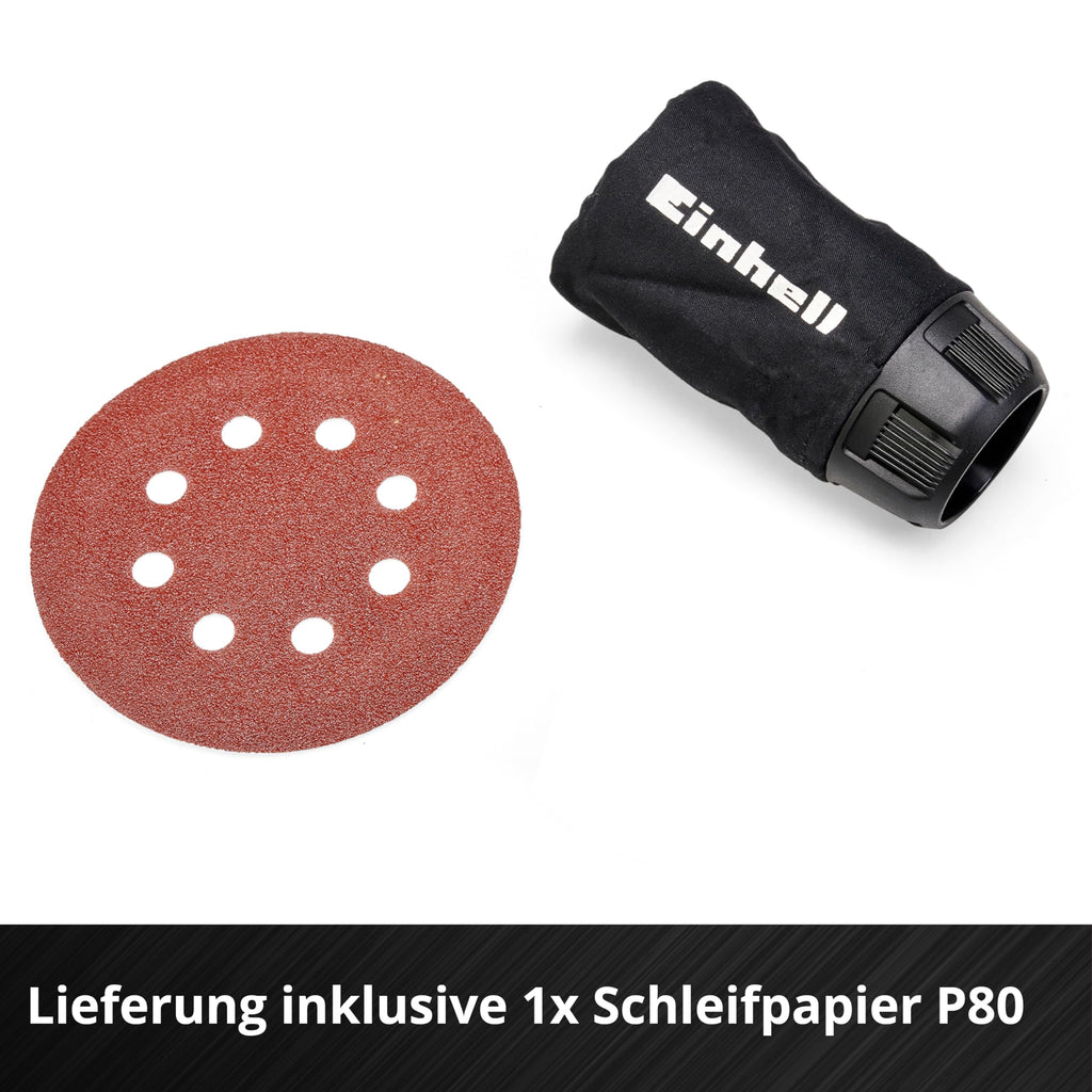 Einhell Akku-Exzenterschleifer TE-RS 18 Li-Solo Power X-Change (Lithium-Ionen, Drehzahl-Elektronik, Mikro-Kletthaftung, inkl. 1x Schleifpapier P80, ohne Akku und Ladegerät)