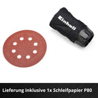 Einhell Akku-Exzenterschleifer TE-RS 18 Li-Solo Power X-Change (Lithium-Ionen, Drehzahl-Elektronik, Mikro-Kletthaftung, inkl. 1x Schleifpapier P80, ohne Akku und Ladegerät)