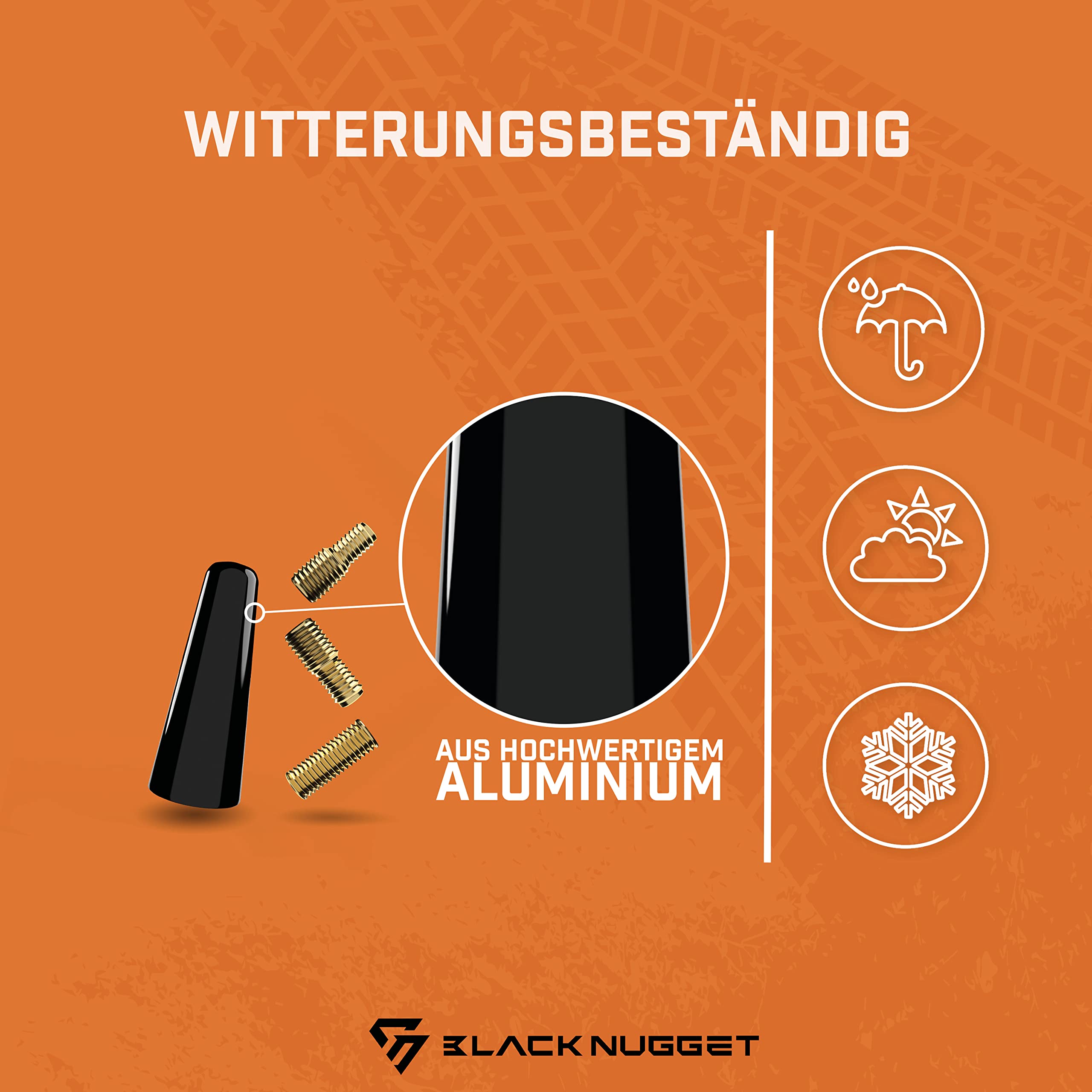 BlackNugget® Autoantenne 3cm - Universal Kfz Antenne - Dachantenne mit erstklassiger Empfangsqualität - Kurze Autoantennen für AM & FM Empfang - DAB Antenne Auto - Kurzstabantenne