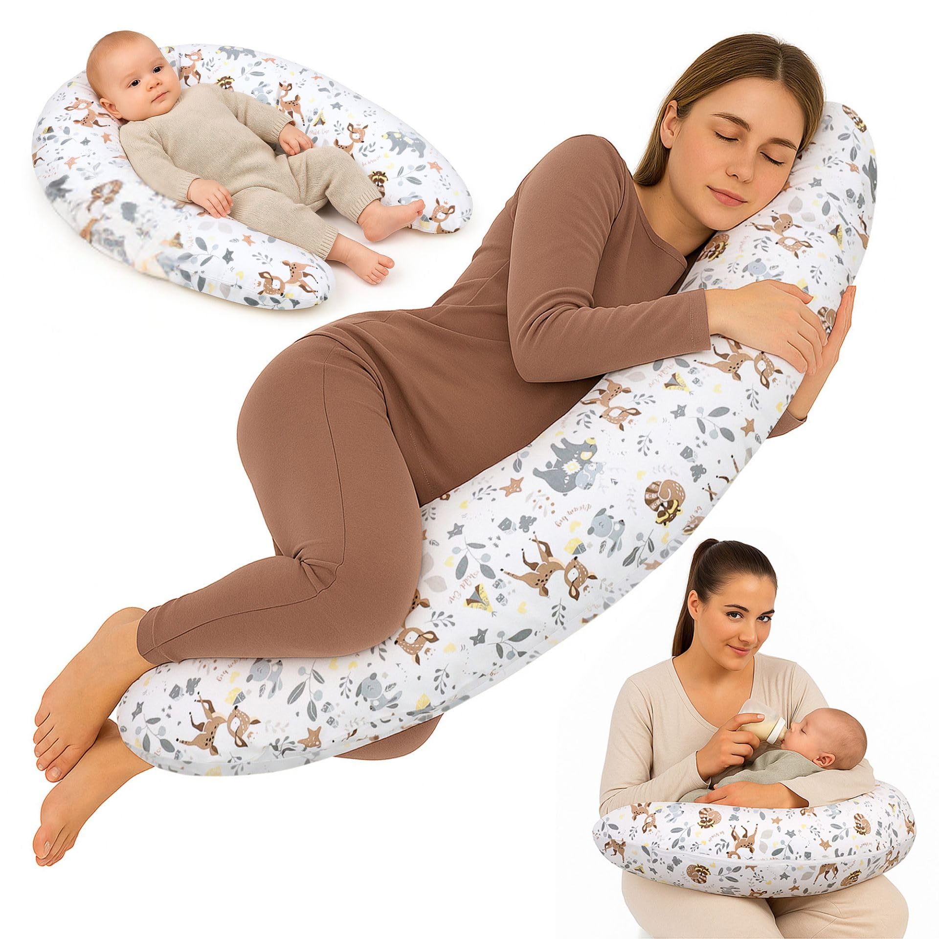 Totsy Baby Stillkissen XXL Schwangerschaftskissen 190 cm - Pregnancy Pillow Body Pillow Seitenschläferkissen Schlafkissen Lagerungskissen Kissen mit Bezug aus Baumwolle Oeko-Tex