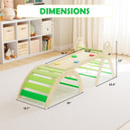 7-in-1 Montessori Kletterdreieck mit Kissen – Holz Kletterspielzeug für Kleinkinder 1-3 Jahre – Indoor Kletterbogen mit Rutsche, Leiter & Spielbogen (Green)
