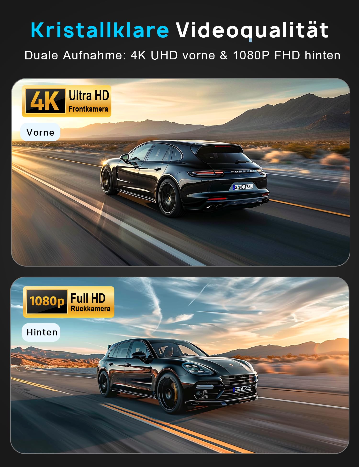 Navycrest Dashcam Q7 Dual 4K1080P Hochleistungs 5GHz WLAN Autotechnikbegeisterte