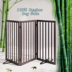Semiocthome Absperrgitter für Hunde, 3-Panel Hundegitter, ausgestattet mit 2 Metallstützen, 82 cm hoch, faltbares Gitter für den Innenbereich, erweiterbar bis 140 cm Breite, Braun