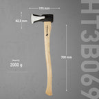 HÖGERT TECHNIK Spaltaxt 2000g, Hickory-Holzgriff, gehärteter Stahl, 47-55 HRC, UV-Beschichtung, Keilbefestigung, extra Stabilität, ideal zum Spalten von Baumstämmen und Holz