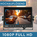 VSG24 Rückfahrkamera 7" HD Starter-Set inkl. Kamera, Monitor, Kabel - Wasserdicht Nachtsicht 12V-24V Einfache Montage/Robustes Rückfahrsystem für Auto Wohnwagen LKW Anhänger Wohnmobile Einparkhilfe