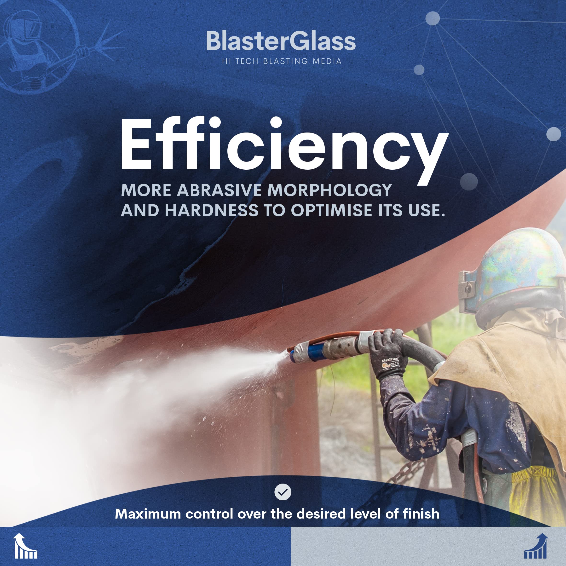 BlasterGlass Hi-Tech 40-60 Abrasive Strahlmittel für Strahlkabinen und Sandstrahlpistolen 10 kg
