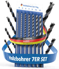 Holzbohrer Set lang Profi - [7-teilig inkl. Tasche] - Schlangenbohrer Ø 4mm, 5mm, 6mm, 7mm, 8mm, 10mm, 12mm x 230mm, lange Schalungsbohrer, Balkenbohrer, langer Holzspiralbohrer, Langbohrer