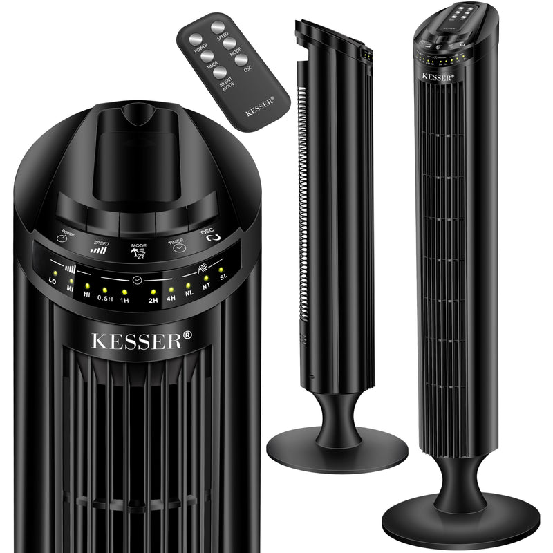 KESSER® Turmventilator mit Fernbedienung | 90° Oszillationswinkel | 3 Stufen | 90 cm |+ Timerfunktion | Turbo-Funktion | Säulenventilator Standventilator Luftkühler Ventilator Towerventilator