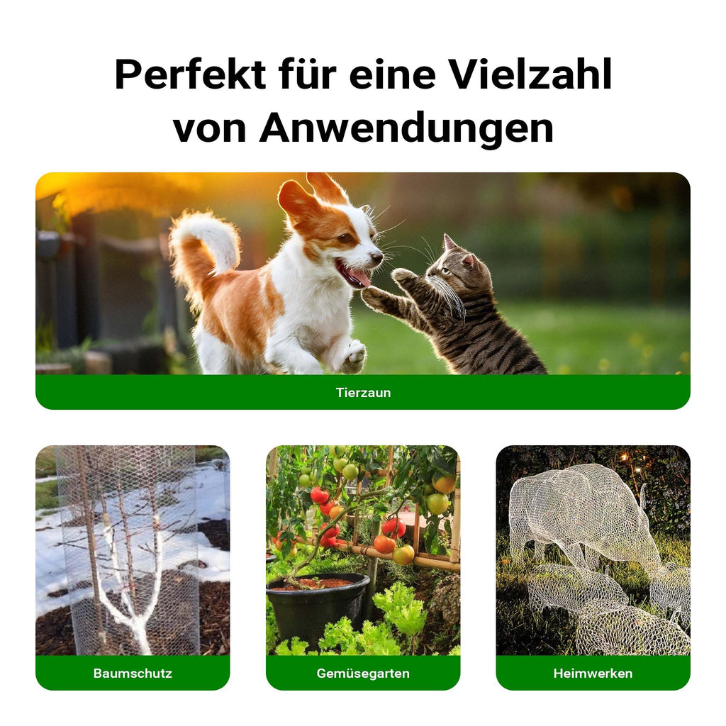 Wiltec Maschendrahtzaun Grün Verzinkt 1x10 m Rostbeständig Gartenbereich Tierhaltung