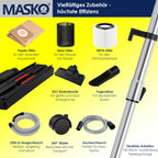 MASKO® 6IN1 Industriestaubsauger Staubsauger Nass Trocken Sauge Aschesauger 2300W + Steckdose✓ Blasfunktion ✓ Trocken-Saugen & Nass-Saugen | Industrie-Sauger mit & ohne Beutel | beutellos, Gelb